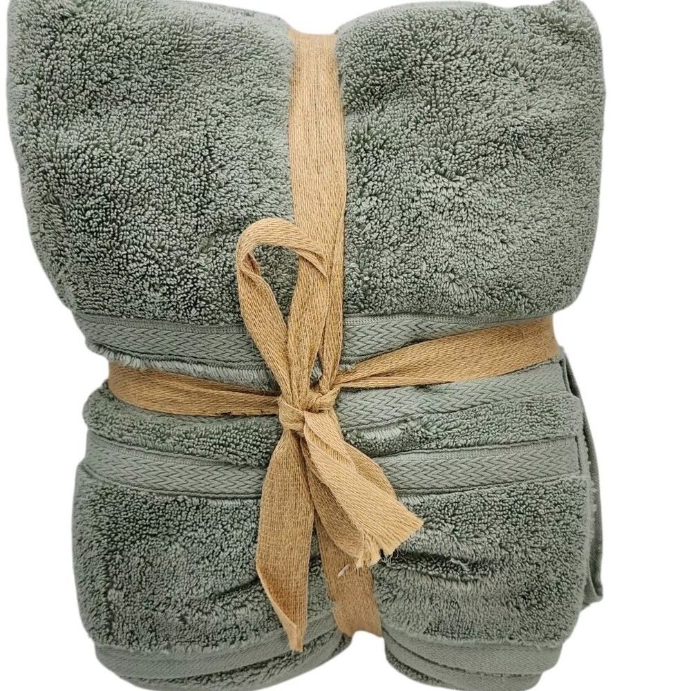 Ecoterry 6pc Dusty Green Bath  Towel Set 2 Bath 2‎ Hand 2 Washcloths - Picture 8 of 9